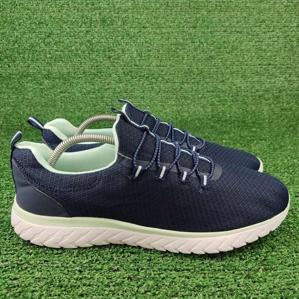 Athletic Works Sneakers Womens 11 Navy Blue Slip On Bungee Lace Mesh Trainers